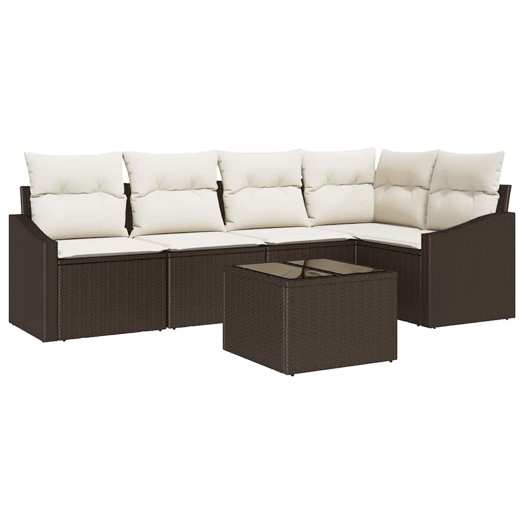 Garten Essgruppe mit Kissen mit Speicher 6 pcs Braun und Creme